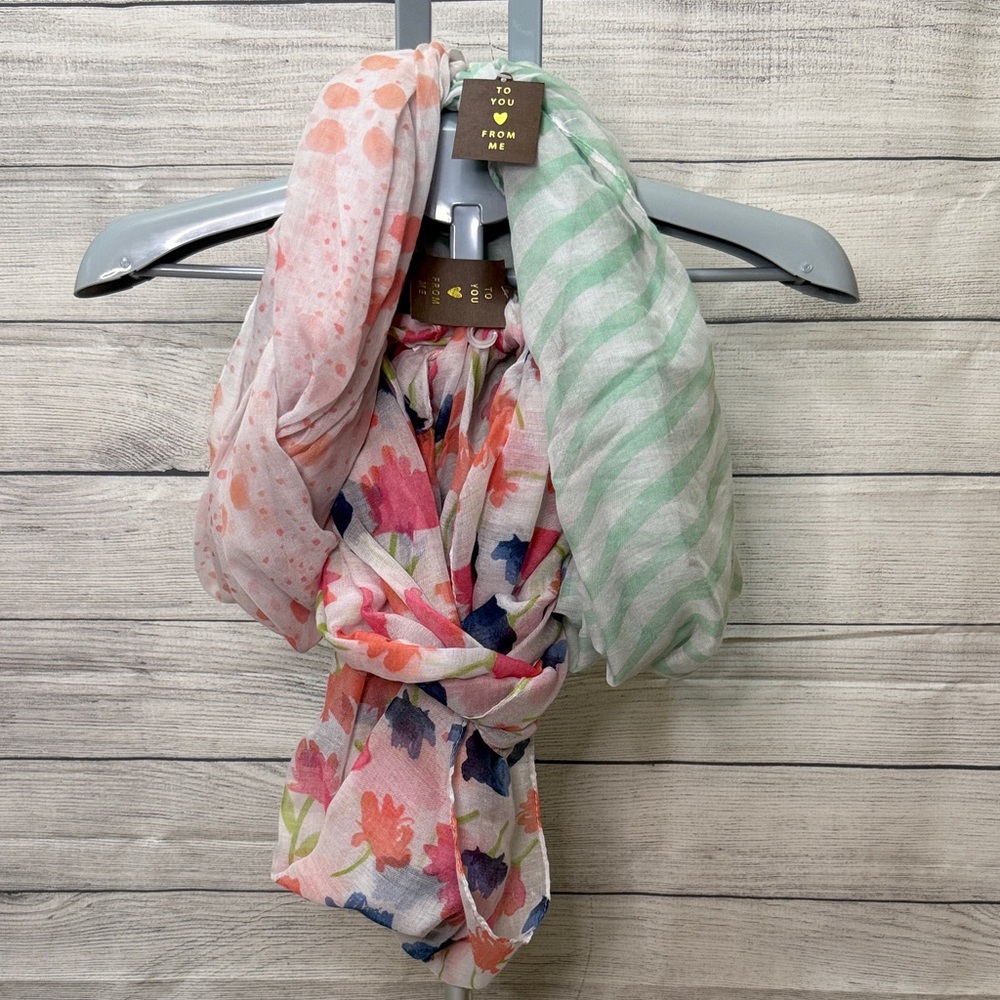 Elegant Light and Gauzy Infinity Scarf Trio, never worn
